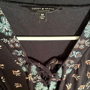 Lucky Brand Black Floral Sleeveless Blouse